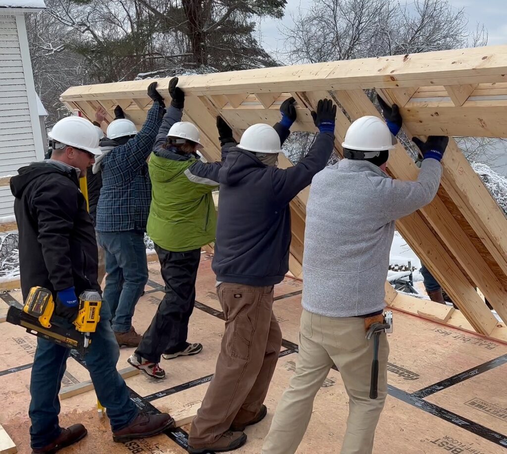 NETSCOUT Wall Raising in Concord, MA Humanity Habitat Restore Lowell